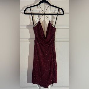 B. Darlin Womens Juniors Cowl Neck Open Back Bodycon Dress Size 9/10 NWOT